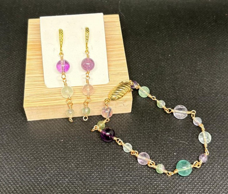 Fluorit-Set 1 | Armband & Ohrringe