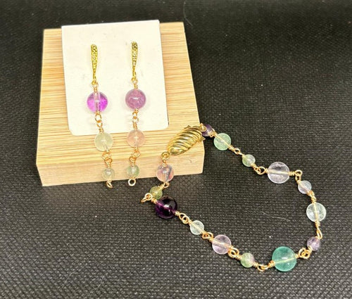 Fluorit-Set 1 | Armband & Ohrringe