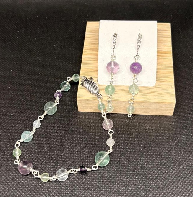 Fluorit-Set 1 | Armband & Ohrringe