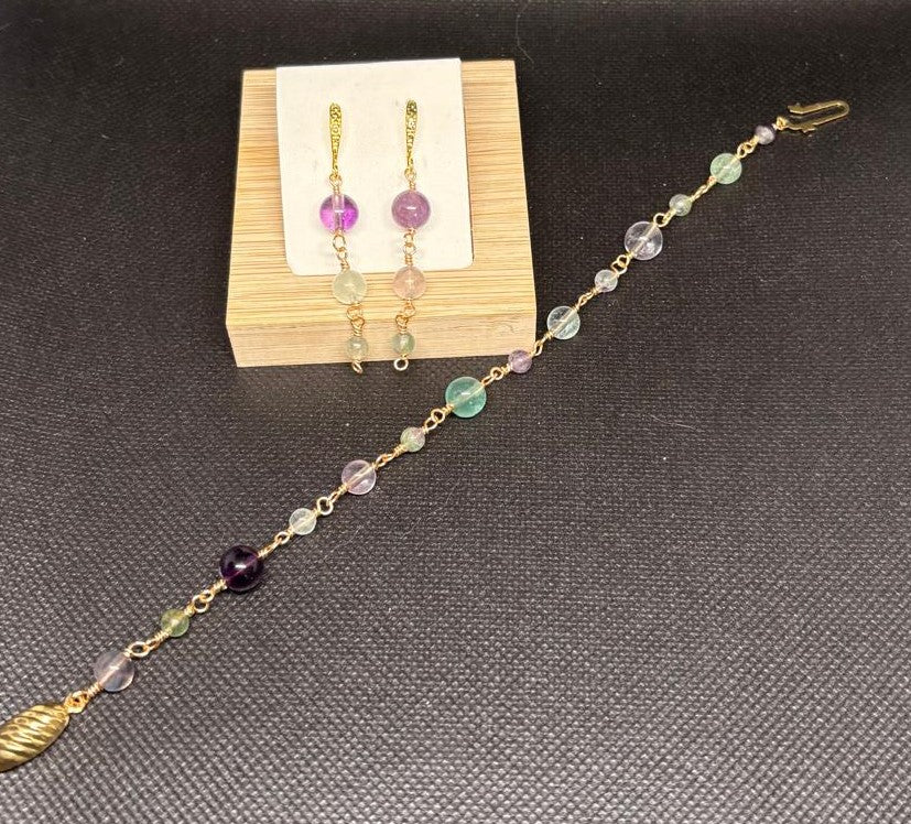 Ensemble Fluorite 1 | Bracelet et boucles d'oreilles