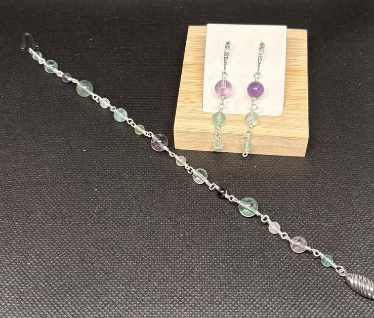 Fluorit-Set 1 | Armband & Ohrringe