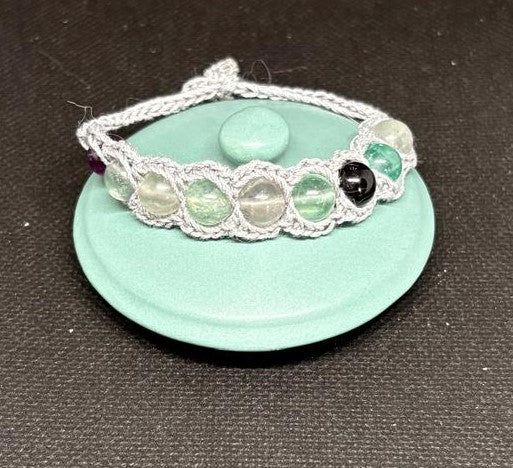 Fluorit Armband - gehäkelt halb