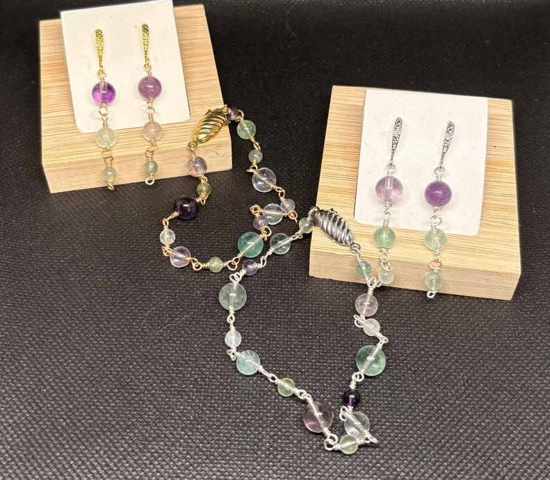 Ensemble Fluorite 1 | Bracelet et boucles d'oreilles