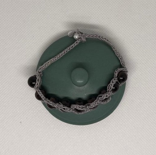 Granat Armband - gehäkelt halb