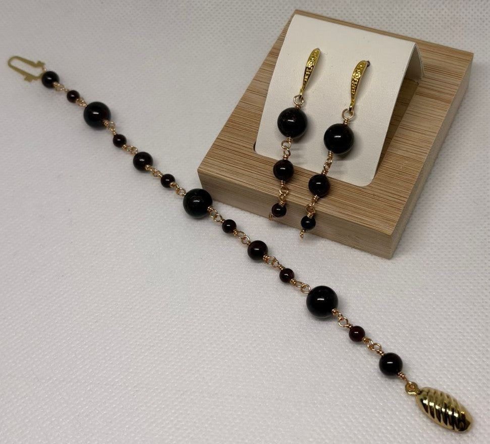 Granat-Set 1 | Armband & Ohrringe