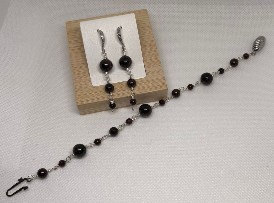 Granat-Set 1 | Armband & Ohrringe