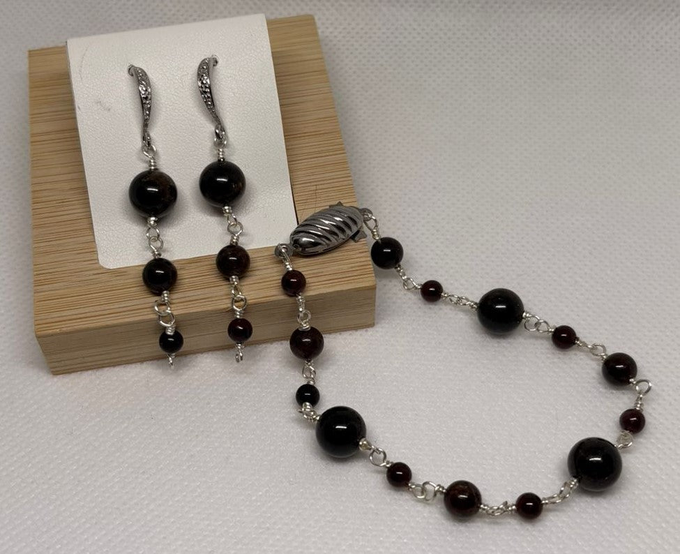 Set Grenat 1 | Bracelet & Boucles d'oreilles