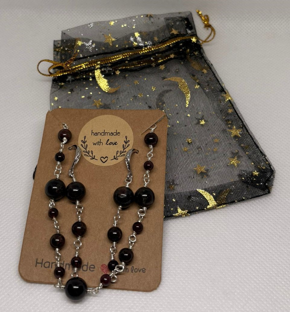 Granat-Set 1 | Armband & Ohrringe