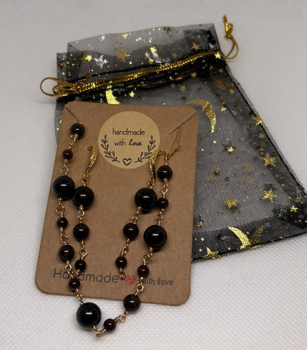 Set Grenat 1 | Bracelet & Boucles d'oreilles