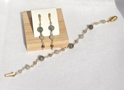Ensemble Fluorite 1 | Bracelet et boucles d'oreilles