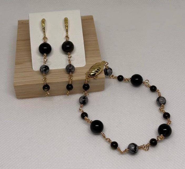 Ensemble Fluorite 1 | Bracelet et boucles d'oreilles