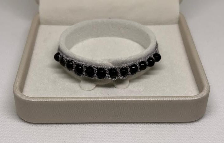 Obsidian Armband - gehäkelt halb