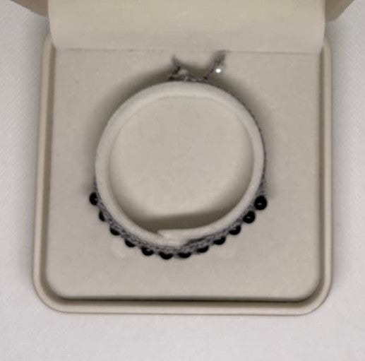 Obsidian Armband - gehäkelt halb