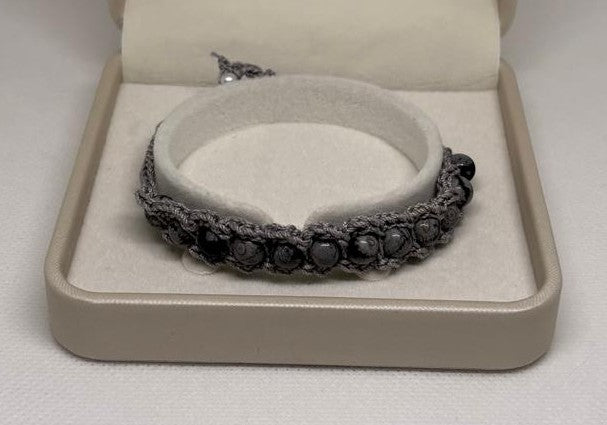 Obsidian Armband - gehäkelt halb