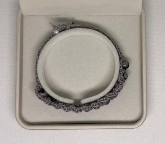 Obsidian Armband - gehäkelt halb
