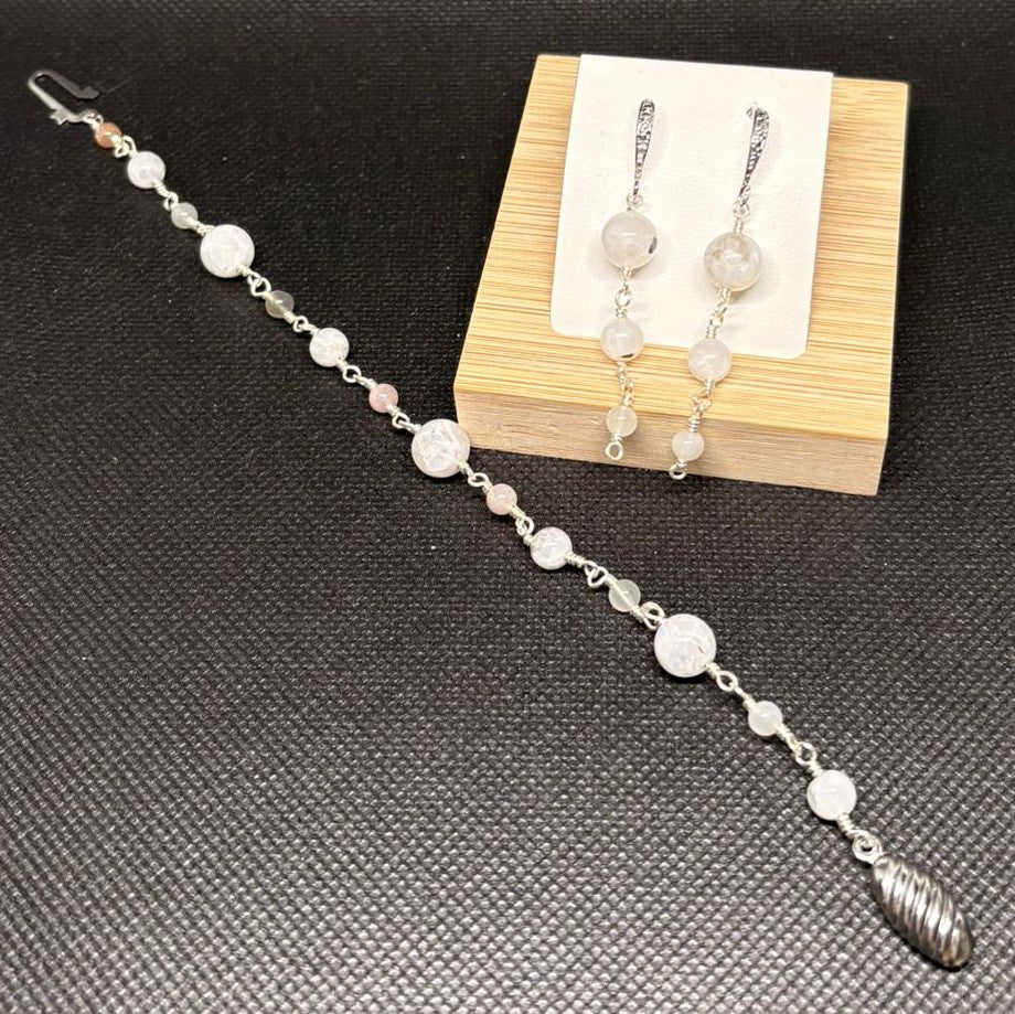 Parure de pierres de lune 1 | Bracelet et boucles d'oreilles
